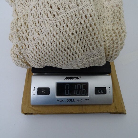 Lightweight Beige Open Knit Crochet Cardigan Sweater Women One Size Fits Most - Picture 9 of 9